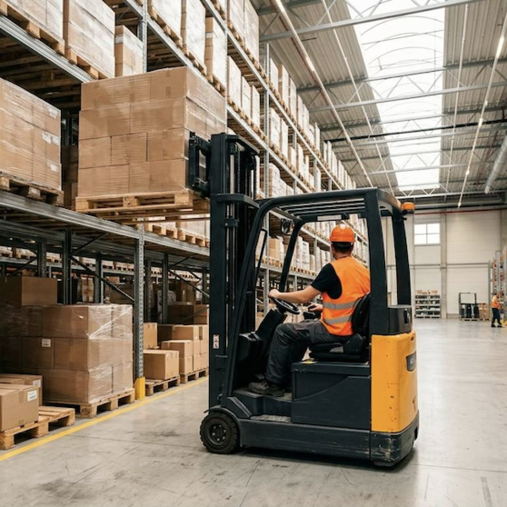 Fachkräftequalifizierung in der Logistik - Staplerschein als Managementaufgabe - Bild KI-generiert mit Nano Banana 2